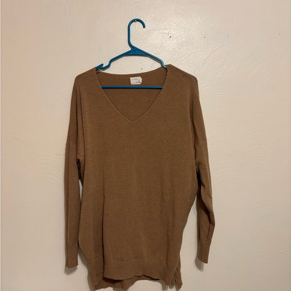 Cozy V-Neck Sweater in Tan - Picture 1 of 8